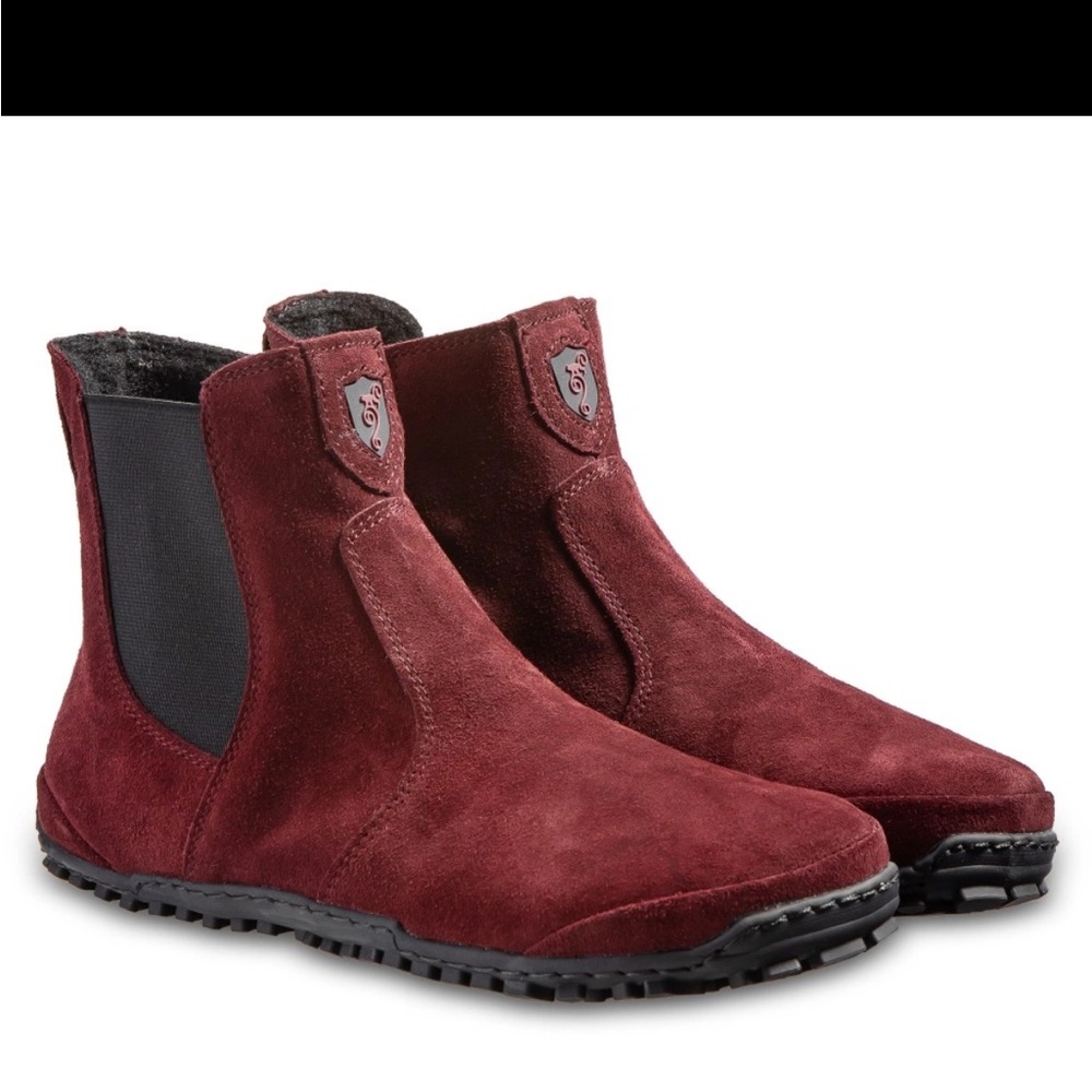 Women's BAREFOOT Suede Ankle Boots in Burgundy